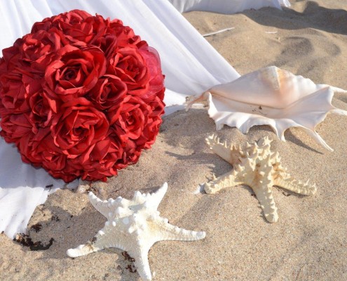 Brautstrauß Rosen am Strand